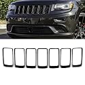 7Pcs Front Bumper Rings Grill Vent Insert Trim Cover Compatible with 2014 2015 2016 Jeep Grand Cherokee Gloss Black