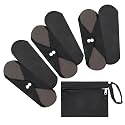7pcs Set 1 pc Mini Wet Bag +6pcs Absorbent Reusable Sanitary Pads/Washable Cloth Menstrual Pads(Black,M)