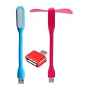 Mini Portable & Flexible USB Fan + LED Light Lamp Combo for Laptop/Desktop/PowerBank/All Mobile (Pink, USB Lamp)