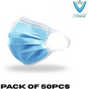 7SHIELD CE and ISO Certified Surgical mask with Extra soft Fabric ear loop 50pc softloop Non-Washable, Non-Reusable Surgical Mask