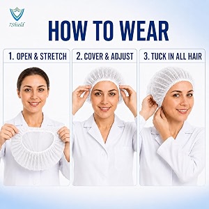 disposable bouffant caps white hair cover with elastic band universal fit salon and kitchen use bulk pack white 400pcs