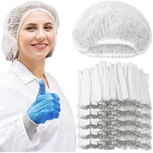 disposable bouffant caps white hair cover with elastic band universal fit salon and kitchen use bulk pack white 50pcs