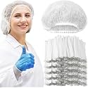 Disposable Bouffant Caps, White Hair Cover with Elastic Band, Universal Fit, Salon and Kitchen Use, Bulk Pack (White, 50pcs)