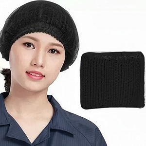 7shiled black bouffant cap non-woven hygiene stretchable disposable bouffant caps for surgical restaurants and home head caps 100 pieces pack of 1 black