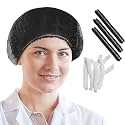 7SHILED Bouffant cap Non-Woven Hygiene Stretchable Disposable Bouffant Caps for Surgical, Restaurants, and Home Head Caps 100 Pieces (Pack of 1) (BLACK/WHITE)