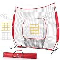 7x7 ft Baseball Softball Net with Bow Frame, Strike Zone &amp; Bag