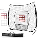 7x7 ft Baseball Softball Net with Bow Frame, Strike Zone & Bag