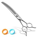 8.0'' Curved Chunkers Shears for Dog Grooming Professional Magic Pet Grooming Scissors Japan VG10 Steel 38 Teeth for Large Dogs (8 in, Curved Chunkers)