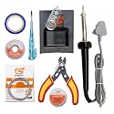 (8 in 1) 60Watt starter kit for diy craft and electronic work soldring Iron/solder wire/Soldring Stand/desolder wire/Paste/cutter/Tape/Tester