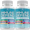 8 in 1 Immune Defense Support, Immunity Vitamins Supplement Booster Zinc 50mg, Vitamin C Elderberry VIT D3 5000 IU, Turmeric Curcumin & Ginger, Echinacea - Allergy Relief for Kids Adults (2 Pack)