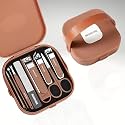 8 IN 1 Premium Manicure Kit Set Stainless Steel Nail Clipper Grooming Kit for Men & Women | Nail Cutter, Scissors, Tweezer, File with Travel Case (Brown)