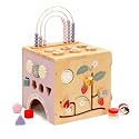 Pillowhale 8-in-1 Wooden Activity Cube, Montessori Toys for 1 Year Old