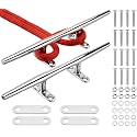 8"/10"/12" Boat Cleats, 316 Stainless Steel Open Base Marine Dock Rope Cleats with Backing Plates and Two Types Screws, Compatible with Kayak, Yacht, Pontoon, Nautical Decor