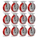 8" Casters, Polyurethane Industrial Caster Wheels Heavy Duty, Top Plate Fixed Casters(12 Rigid)