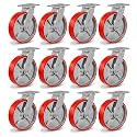 8" Casters, Polyurethane Industrial Caster Wheels Heavy Duty, Top Plate Swivel Casters(12 Swivel)