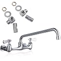 8" Center Wall Mount Commercial Kitchen Sink Faucet with 12" Spout