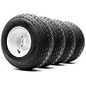8" Steel Golf Cart Wheels Glossy White and Arisun Turf Sail (18/8.5-8) Golf Cart Tires - Set of Four