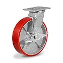 8"X 2" Caster, Industrial Swivel Caster with Polyurethane Wheel, 1500lbs Load Capacity Per Caster Wheels Heavy Duty for Toolbox Workbench (1Pack Brake)