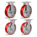 8"X 2" Casters, Set of 4 Heavy Duty Industrial Caster Wheels, Polyurethane Wheels with Strong Load-Bearing Capacity 6000lbs (2 Swivel &amp; 2 Rigid)