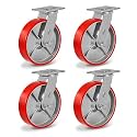 8"X 2" Heavy Duty Casters, Swivel Polyurethane Casters Set of 4 Plate Industrial Caster Wheels for Toolbox Workbench, Load Capacity 6000lbs (4 Pack Swivel)
