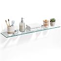 8" X 36" Tempered Glass Bathroom Shelf &amp; Stainless Steel Floating Brackets