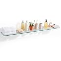 8" X 48" Tempered Glass Bathroom Shelf & Stainless Steel Floating Brackets