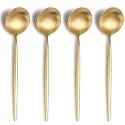 4-Piece French Style Dinner Spoons | Stainless Steel Flatware Spoon Set | Elegant Dishwasher-Safe Silverware Cutlery Set for Home, Restaurants &amp; Gifting (Aurum Gold)
