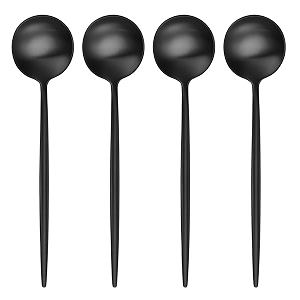 4-piece french style dinner spoons  stainless steel flatware spoon set  elegant dishwasher-safe silverware cutlery set for home restaurants amp gifting matte black