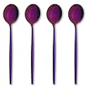 4-Piece French Style Dinner Spoons | Stainless Steel Flatware Spoon Set | Elegant Dishwasher-Safe Silverware Cutlery Set for Home, Restaurants & Gifting (Raspberry Purple)