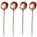 4-Piece French Style Dinner Spoons | Stainless Steel Flatware Spoon Set | Elegant Dishwasher-Safe Silverware Cutlery Set for Home, Restaurants &amp; Gifting (Rosegold)