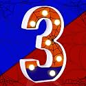 8.5" Light up Number 3 for Spider Birthday Decorations - Happy Birthday Sign Night Light for Party Favors and Supplies