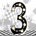 8.5" Racing Car Light up Numbers Checkered Birthday Decorations Happy Birthday Light up Sign Racetrack Inspired Decor Cars Theme Birthday Party Decorations Night Light for Racing Party Supplies (Number 3)