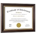8.5x11 Diploma Frames Certificate Document Frame,1 Pack Reddish Brown/Gold Trim with Real Glass for Wall Gallery or Tabletop display, Without Mat