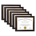 8.5x11 Diploma Frames Certificate Document Frame Set of 6 with Real Glass, Diploma Frame for Wall Gallery or Tabletop display, Black Gold Molding,Without Mat