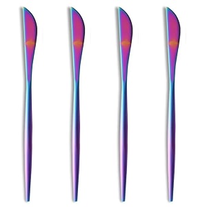 4-piece french style dinner knife  stainless steel flatware steak knives set  elegant dishwasher-safe silverware cutlery set for home restaurants amp gifting rainbow