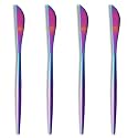 4-Piece French Style Dinner Knife | Stainless Steel Flatware Steak Knives Set | Elegant Dishwasher-Safe Silverware Cutlery Set for Home, Restaurants & Gifting (Rainbow)