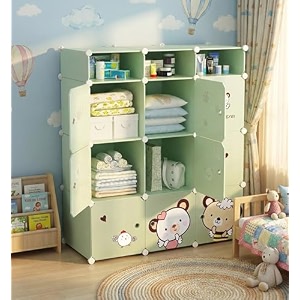 plastic wardrobe for kids clothes  durable easy to use anti-skid amp non-slip effective professional collapsible wardrobe plastic cupboard for kids foldable almirah green-e5 9 door
