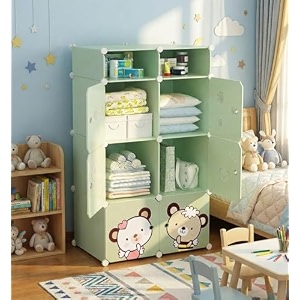 plastic wardrobe for kids clothes  durable easy to use anti-skid amp non-slip effective professional collapsible wardrobe plastic cupboard for kids foldable almirah green-z4 6 door