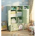 Plastic Wardrobe for Kids Clothes – Durable, Easy to Use Anti-Skid &amp; Non-Slip Effective Professional Collapsible Wardrobe, Plastic Cupboard for Kids, Foldable Almirah (Green-E5, 9 Door)