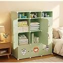 Plastic Wardrobe for Kids Clothes – Durable, Easy to Use Anti-Skid &amp; Non-Slip Effective Professional Collapsible Wardrobe, Plastic Cupboard for Kids, Foldable Almirah (Green-B5, 6 Door)