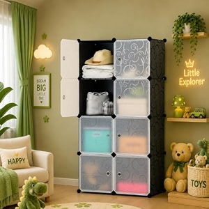 8 door foldable plastic wardrobe for clothes baby cupboard for clothes storage wardrobe for kids plastic almirah collapsible wardrobe for living room