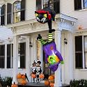 8 FT Hanging Halloween Inflatables Outdoor Decorations Black Cat and Witch