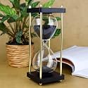 8 inch Beautiful Sand Timer with Wooden Base and Black Sand Nautical Handmade Hourglass 30 Min Approx Unique Sand Watch
