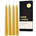 8 inch Beeswax Taper Candles 4 Pack - All Natural Unscented Candle, Yellow