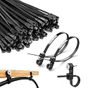 8 inch Black Zip Ties With Screw Hole,Heavy Duty Cable Ties for Cords 75 lbs Mountable head Zip Tie Screw Mount,Zip Ties for Wall Wire Indoor and Outdoor Use (50, 8 IN)