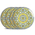 8 Inch Ceramic Dessert Salad Plates Set of 4, Small Dinner Plates