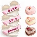 8 Inch Heart Shaped Cake Pans for Baking, Set of 3