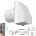 8 Inch Hooded Wall Vent Cover with Screen and Damper, Outdoor Wall Exhaust Vent Cover Wall Cap for Exterior Kitchen Range Hood Ventilation Dryer HVAC Duct Air Exhaust, Galvanized Steel - White