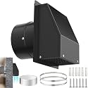 8 Inch Hooded Wall Vent with Screen and Damper, Outdoor Wall Exhaust Vent Cover Cap Kit for Exterior Kitchen Range Hood Bathroom Ventilation Dryer HVAC Duct Air Exhaust Vents, Galvanized Steel, Black