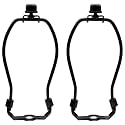 8 Inch Lamp Shade Harp Holder OZXNO 2-Pack Heavy Duty Horn Frame Lamp Shade Bracket with Light Base and Solid Lamp Finial DIY Lighting Replacement Accessories for Table/Floor Lamps (Black)